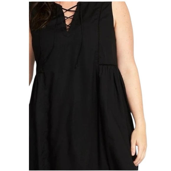 NWT Old Navy Lace up Front Swing Dress Sz XXL Casual Summer Sun Dress Black - Picture 9 of 9